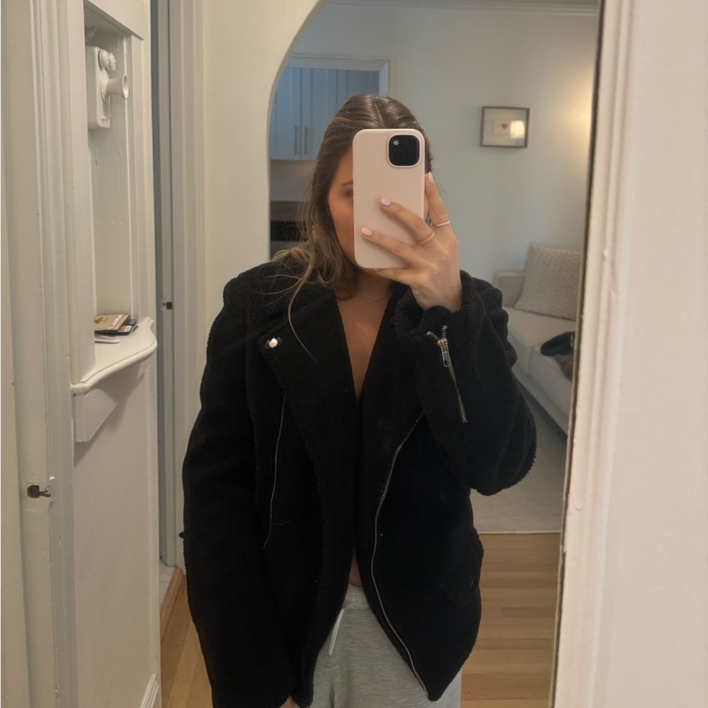 Topshop Black Fur Coat